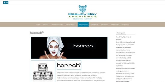 Wordpress zakelijke website gemaakt door GonBa voor Beauty Day Xperience