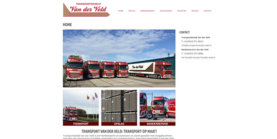 een zakelijke website voor Transportbedrijf Van der Veld gemaakt door GonBa
