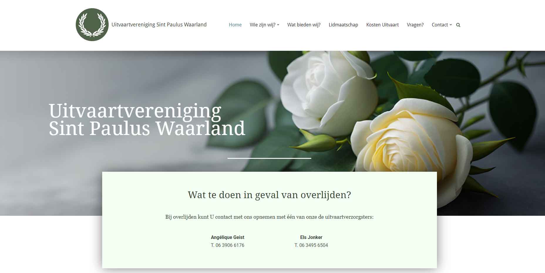 Uitvaartvereniging Sint Paulus Waarland is een website uit de portfolio van GonBa websites