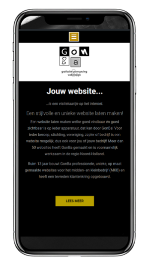website goed zichtbaar op een smartphone gerealiseerd door gonba